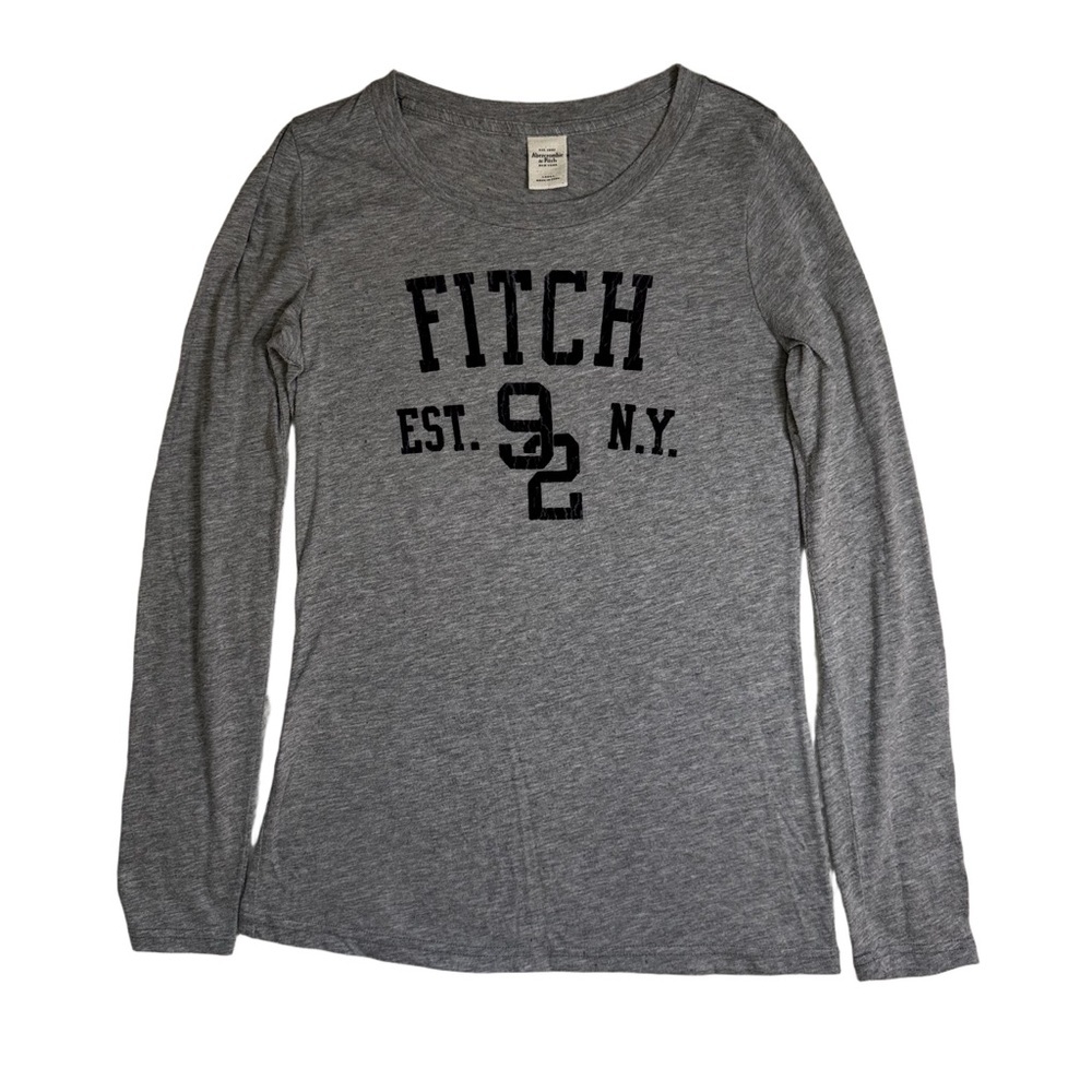 Abercrombie and Fitch Gray Tee Size Large Long Sleeve Classic Fitch Graphic NWOT - Picture 3 of 10